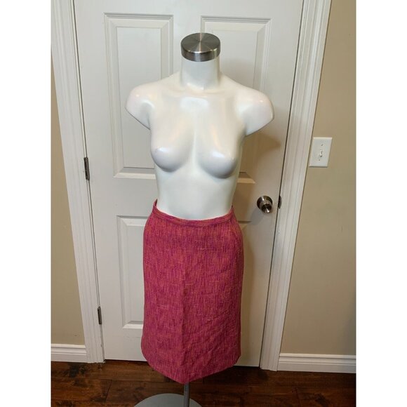 Dolce & Gabbana Pink Orange Wool Tweed Pencil Skirt, Size 1044